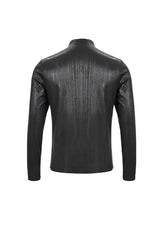 Black Zipper Neckline Long Sleeves Slim Mens Steampunk Top - Product - 7