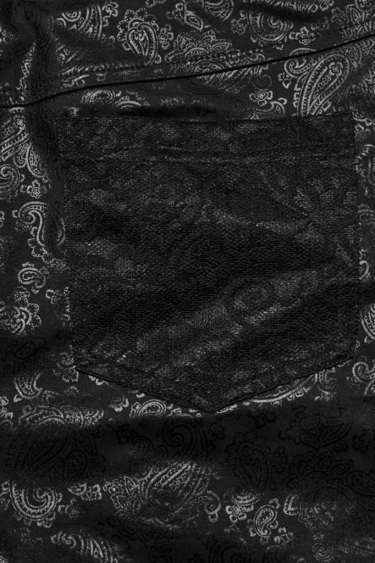Black Print Stitching Lace Lace-Up Slim Women's Gothic Leggings - Product - 7