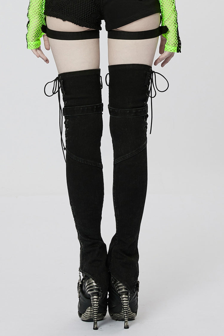 Black Ghost Claw Zipper Slim Irregular Women's Steampunk Leg Warmers - Product - 3