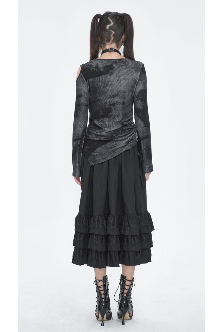 Black Long Sleeves Print Womens Steampunk Blouse - Product - 6