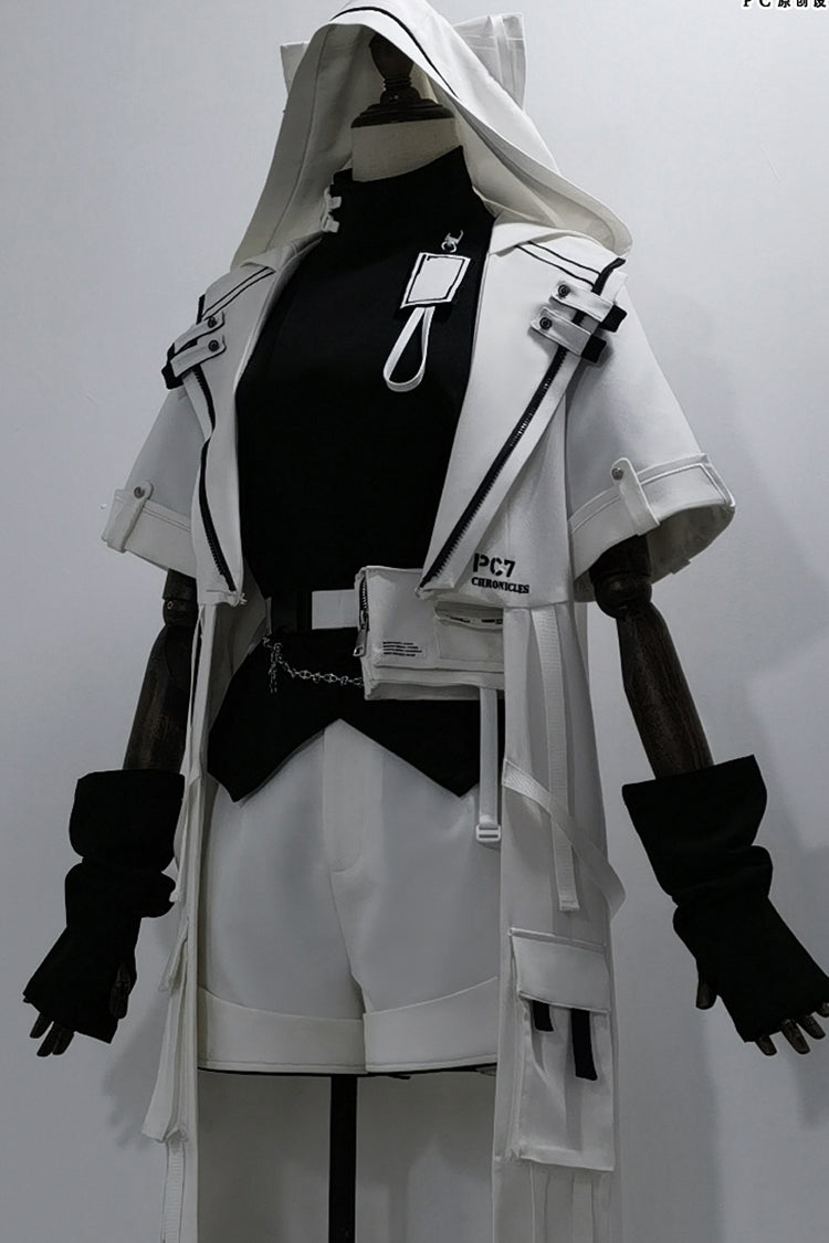 Black Functional Style Stand Collar Short Sleeves Ouji Fashion Prince Handsome Lolita Blouse - Product - 19