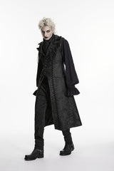 Black Jacquard Chain-Decorated Men's Gothic Long Vest - Product - 5