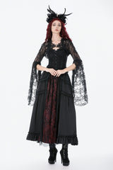 Black Women's Gothic Lace Flare Long Sleeve Crop Shrug - Product - 8