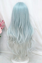 Blue/Grey Ombre Eight Bangs Long Curly Sweet Lolita Wig - Product - 3