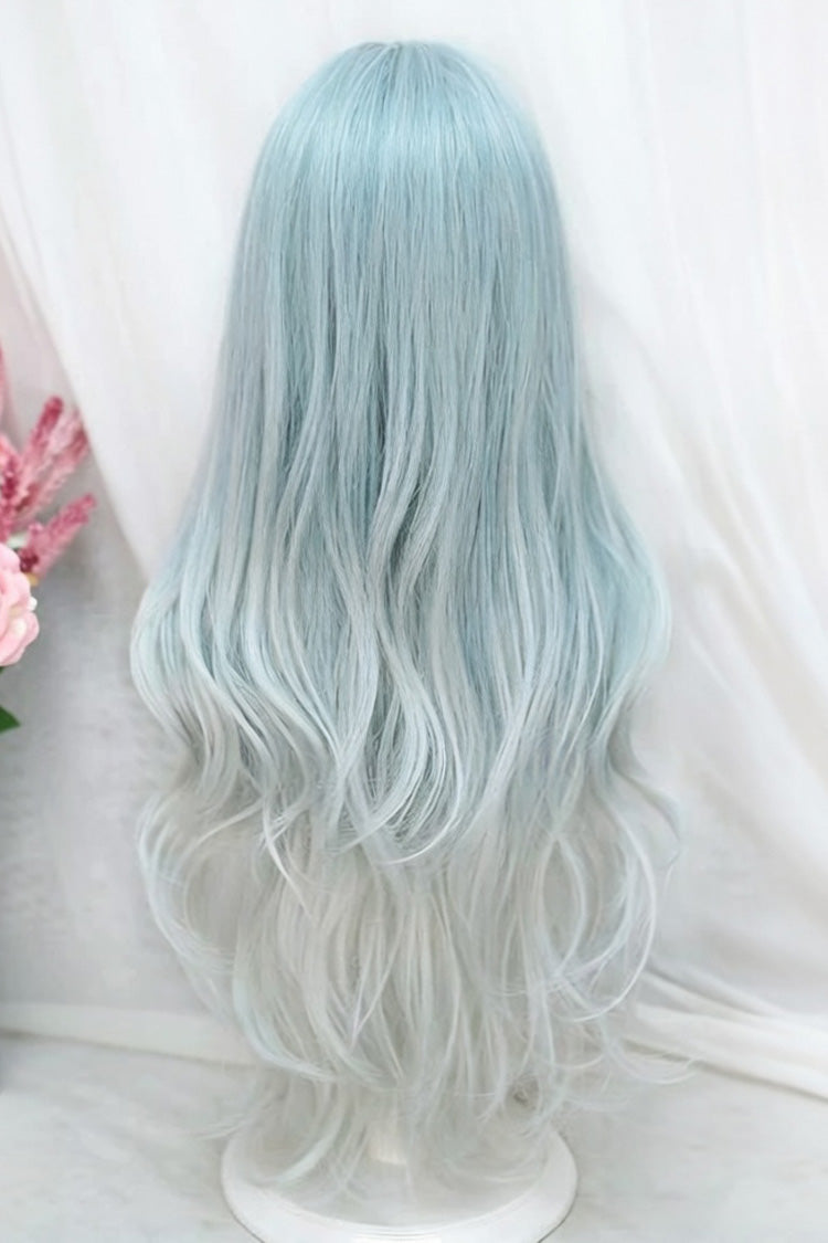 Blue/Grey Ombre Eight Bangs Long Curly Sweet Lolita Wig - Product - 3