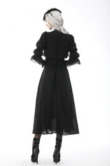 Black Ruffled Floral Embroidered Lace-Up Women's Gothic Corset - Product - 4