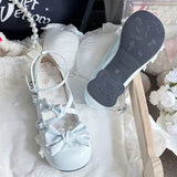 Bowknot Cross Bandage Kitten Shaped Special Heel Mid-Heel Shoes 5 Colors - Product - 3