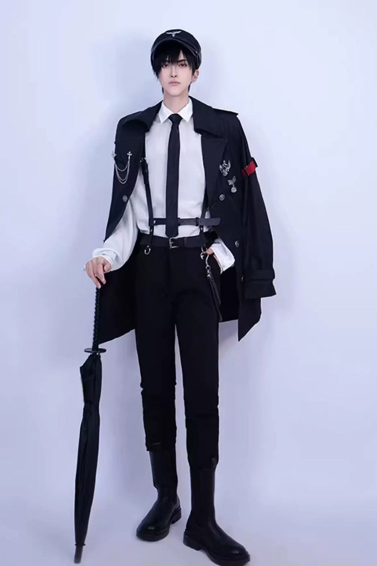 Black [The Judge] Long Sleeves Gothic Military Handsome Ouji Lolita Coat - Product - 7