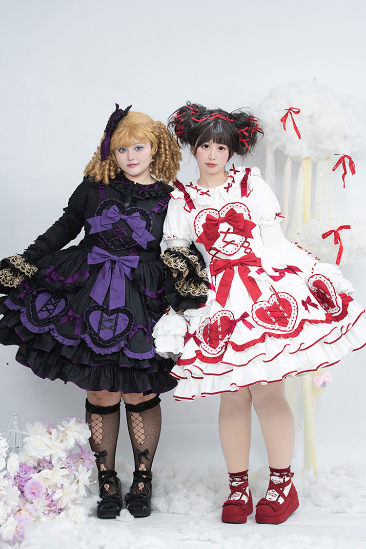 Black/Purple [Frosted Sugar Gift Box] Sleeveless Ruffle Bowknot Gothic Plus Size Princess Lolita Jsk Dress - Product - 2