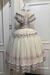 Purple [Wisteria Poem] Sleeveless Ruffled Cut-Out Embroidered Bow Lace Sweet Lolita Two-piece Skirt Set - Product - 3