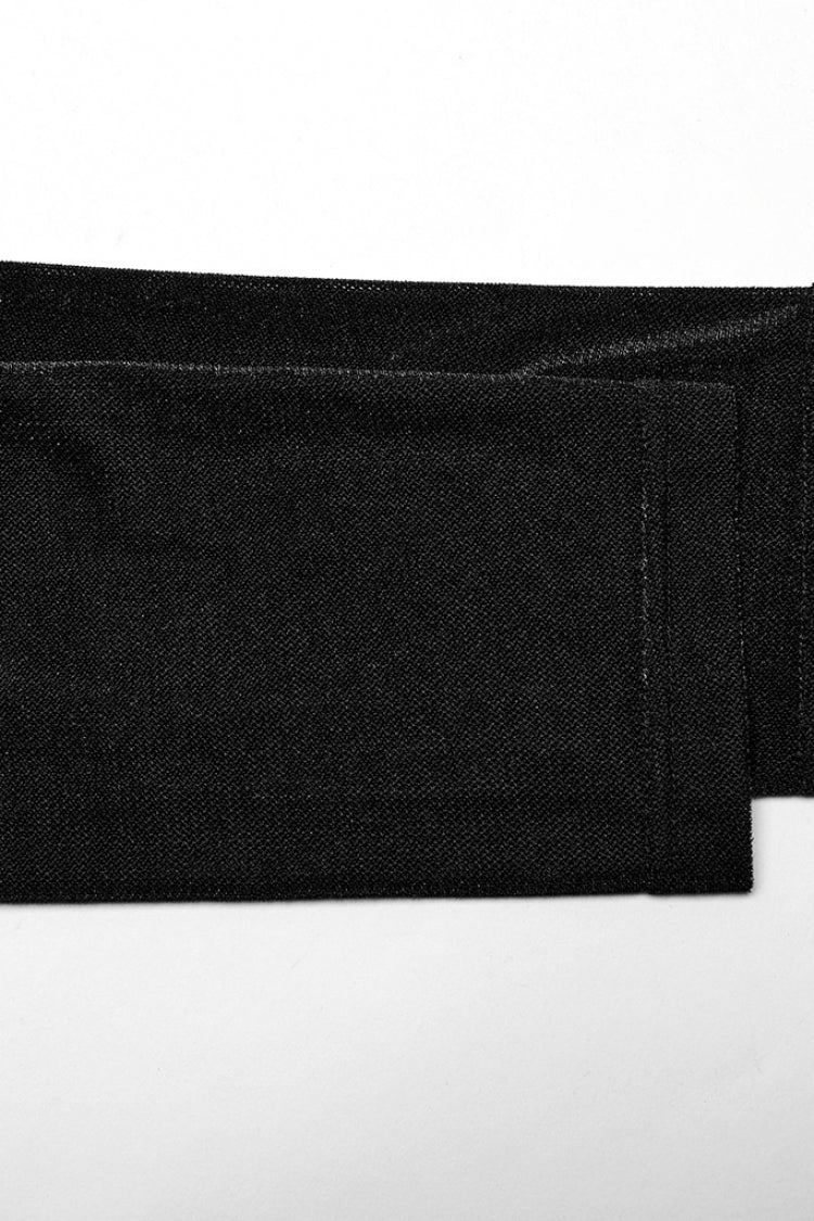 Black Stand Collar Long Sleeves Embroidery Cross Flocking Men's Gothic Blouse - Product - 6