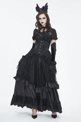 Black Ruffle Lace Drawstring Women's Gothic Skirt - Product - 2