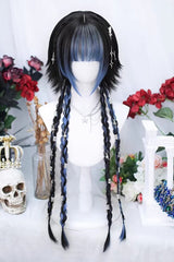 Japanese Style Highlight Trendy Girl Long Braided Sweet Lolita Wig 4 Colors - Sky-Blue/Black - 2