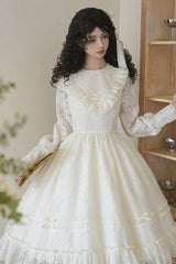 Ivory [Flower Sound] Long Sleeves Ruffle Cardigan Bowknot Lace Sweet Lolita Dress - Product - 10