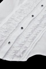 White Turn-down Collar Ruffled Long Sleeves Women's Gothic Blouse - Product - 10