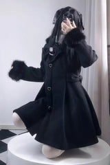 Plush Lop Rabbit Long Sleeves Hooded Detachable Sweet Jirai Kei Lolita Coat 2 Colors - Product - 6