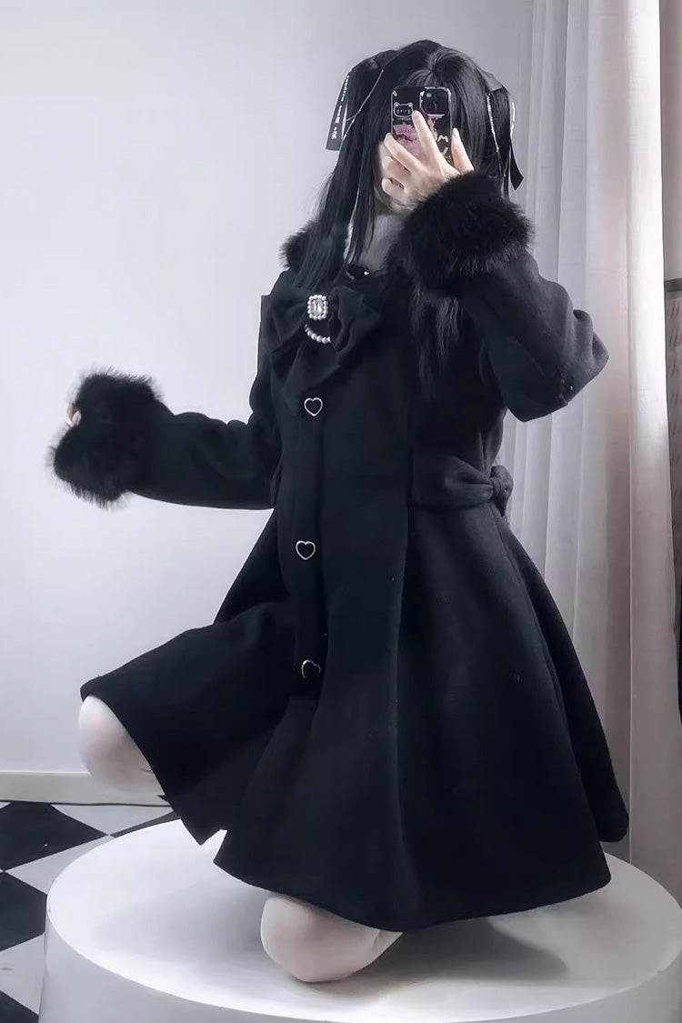 Plush Lop Rabbit Long Sleeves Hooded Detachable Sweet Jirai Kei Lolita Coat 2 Colors - Product - 6