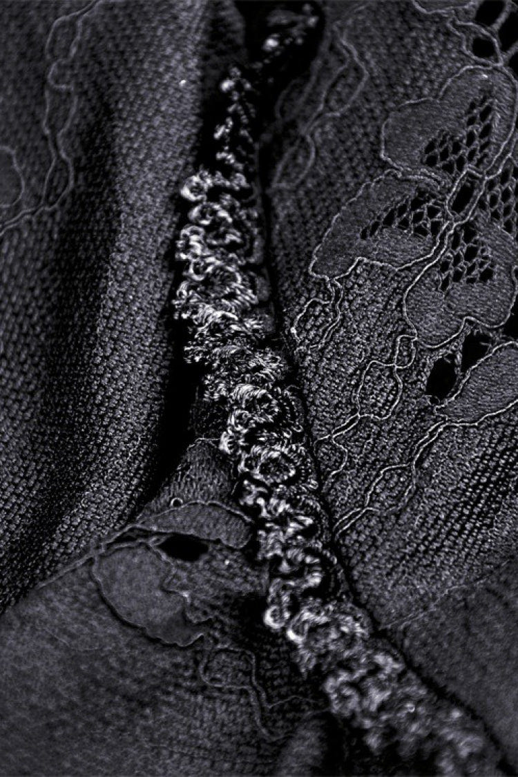 Black Women's Gothic Multi-Layered Lace Lace-Up Mermaid Maxi Skirt - Product - 12