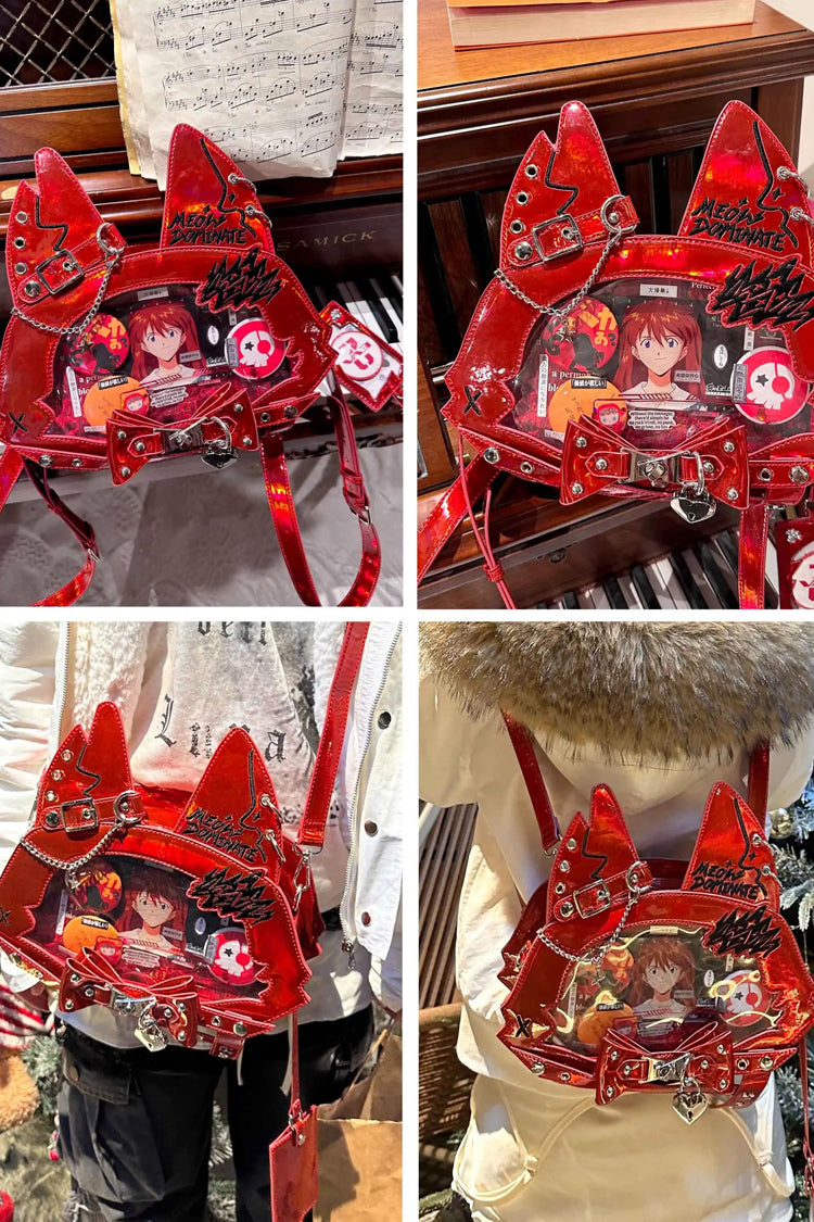 Domineering Cat [Cat Ears] Print Bowknot Gothic Lolita Crossbody Bag 9 Colors - Product - 17