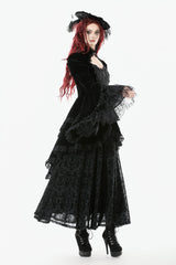 Black Long Puff Sleeves Multi-Layered Ruffled Lace Hem High Low Women's Gothic Coatlet - Product - 10