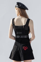 Black Square Collar Belt Rectangle Buckle Women's Punk Vest - Product - 3