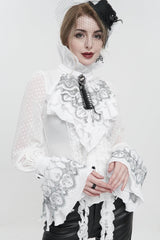 White Embroidered Lace Detachable Women's Gothic Luxurious Royal Gloves - Product - 3
