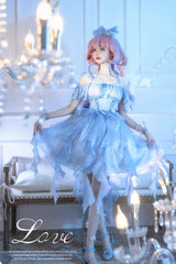 Blue Galaxy Prayer Corset Fishbone Ribbon Sweet Lolita Jsk Dress - Product - 2