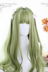 Green Long Microroll Sweet Lolita Wigs - Green - 1