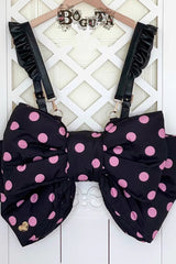 Black/Pink Polka Dot Print Bowknot Shaped Sweet Lolita Backpack - Black/Pink - 1