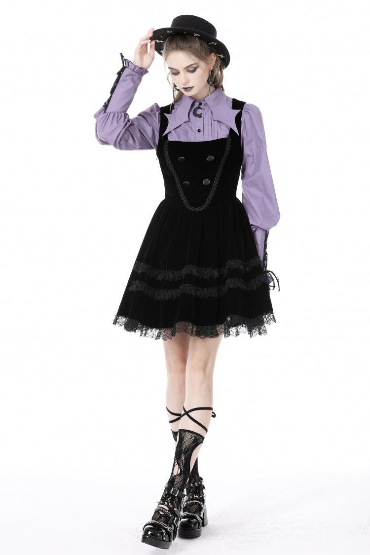 Purple Star Collar Long Puff Sleeves Women's Gothic Witch Blouse - Product - 8