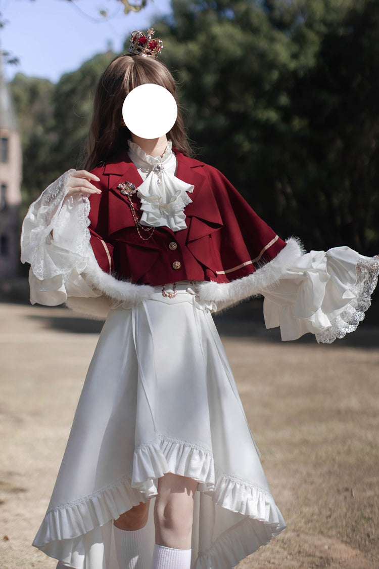 White [Day and Night Song] Long Sleeves Ruffle Ouji Gothic Lolita Skirt Pants - Product - 11