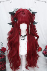 Red Big Wave Sweet Lolita Long Wigs - Red - 1