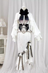 White [Star Gate] Palace Style Ruffle Bowknot Gothic Lolita Fishtail Skirt 2 Versions - Product - 9