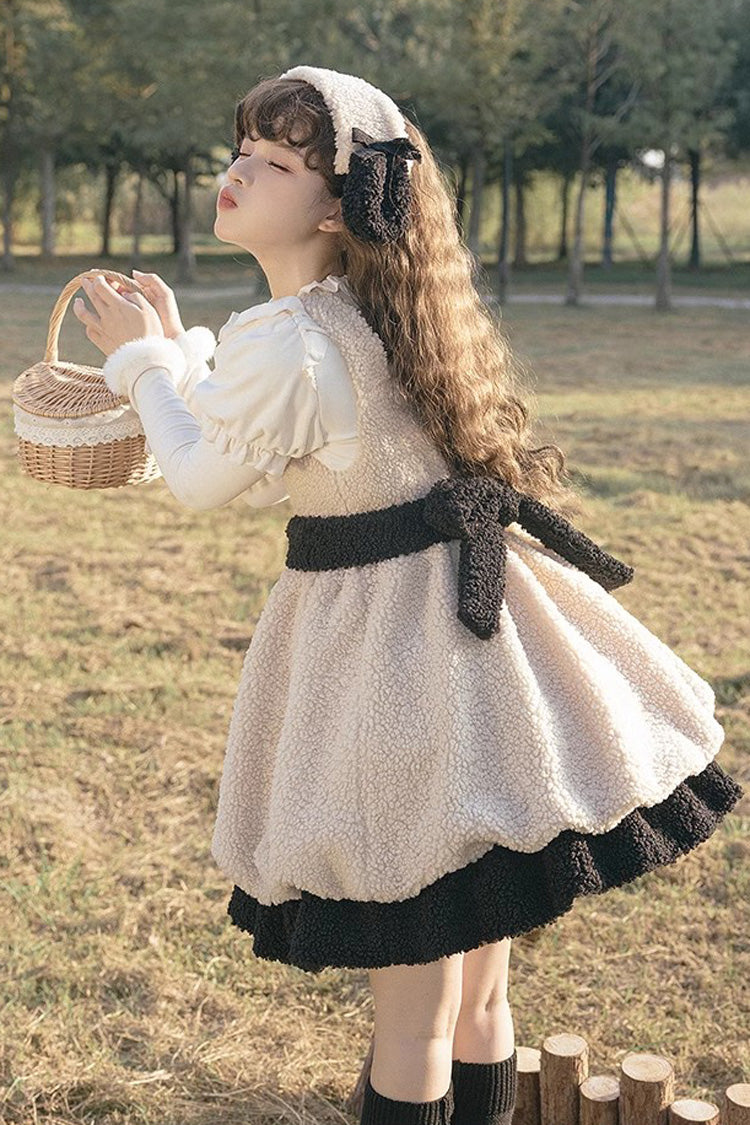 Ivory Cute Ollie The Sheep Autumn Winter Sweet Lolita Jsk Dress - Product - 7