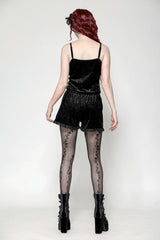 Black Women's Gothic Embossed Velvet Corset Camisole - Product - 11