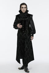 Black Sleeveless Floral Print Lace-Up Men's Gothic Waistcoat - Product - 3