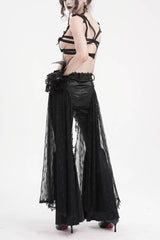 Black Crochet Lace Mesh Women's Gothic Pants - Product - 9