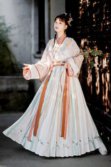 Chinese Chest Cuffs Beautifully Embroidered Sweet Hanfu Dress Full Set - Product - 5