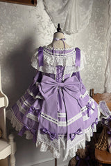 Purple [Rabbit Sleeping Doll] Long Trumpet Sleeves Ruffle Bowknot Lace Sweet Lolita Dress - Product - 7