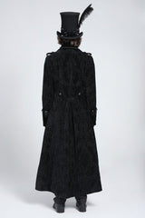 Black Lapel Collar Embroidery Zipper Men's Gothic Handsome Coat - Product - 4