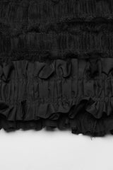 Black Ruffle Mesh Women's Gothic Skirt with Belts - Product - 9