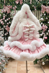 Pink [Holiday] Double-Layered Bowknot Sweet Princess Lolita Strapless Dress - Pink - 1