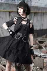 Dark Praise Of The Black Crow Sleeveless Punk Irregular Gothic Lolita Jsk Dress - Product - 3
