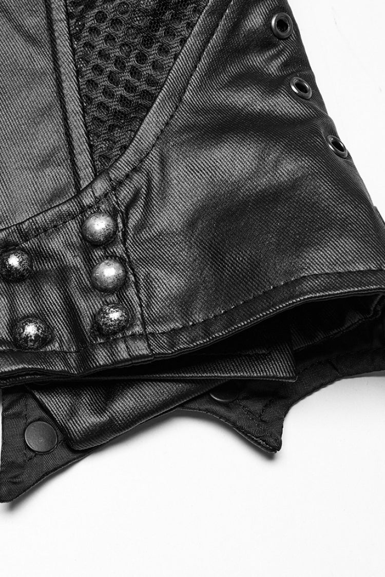Black Batlike Stitching Zipper Women's Punk Underbust Corset - Product - 7