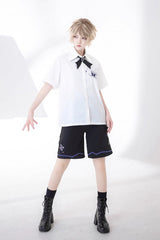 White Enjoy Coffee Print Ouji Fashion Lolita Blouse - Product - 5