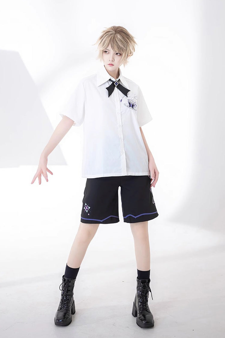 White Enjoy Coffee Print Ouji Fashion Lolita Blouse - Product - 5
