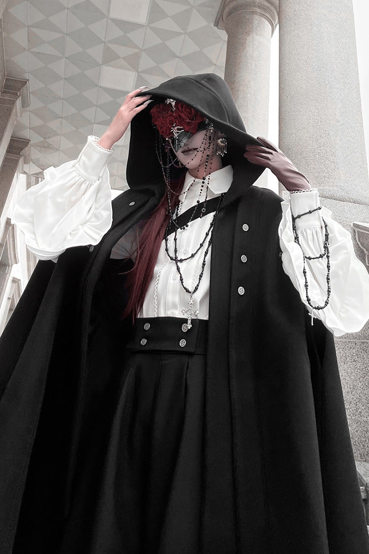 Black [Code 003] Long Sleeves Bow Vintage Elegant Prince Handsome Ouji Lolita Blouse Pants Cloak Set - Product - 17