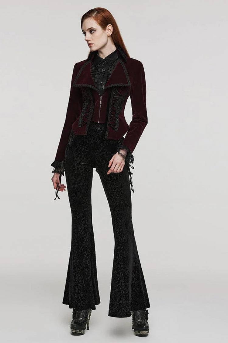 Women's Large Lapel Collar Long Sleeves Slim Tuxedo Gothic Coat 2 Colors - Product - 13