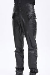 Black High Waisted Faux Leather  Men's Gothic Pants - Product - 8