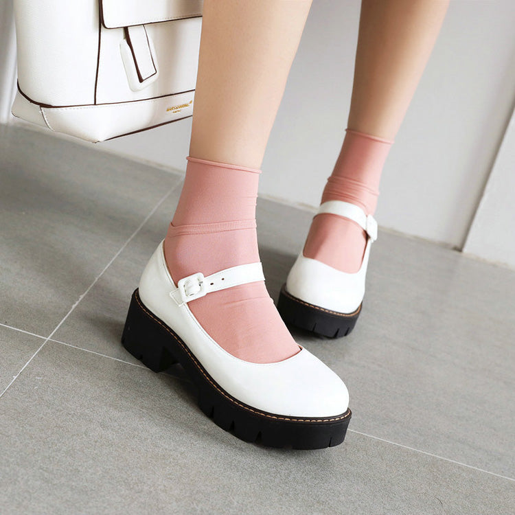 PU Leather Puppy Heel Classic Lolita Shoes 4 Colors - White - 2